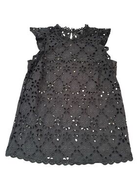 J. Crew Black Floral Eyelet Sleeveless Top